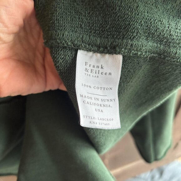 Frank & Eileen Forest Green Cropped Sweater/Sweatshirt Jacket L - Picture 3 of 3